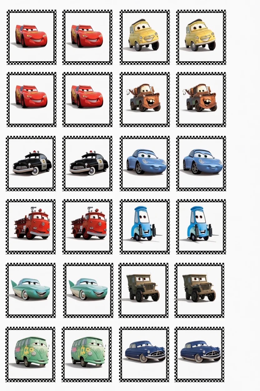 Jogo da Memu00f3ria dos Carros Para Imprimir