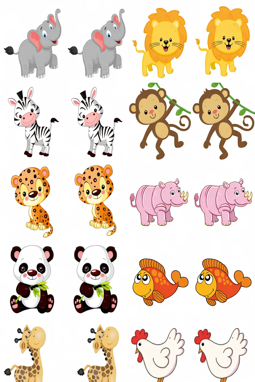 Jogo da Memu00f3ria com Animais Para Imprimir