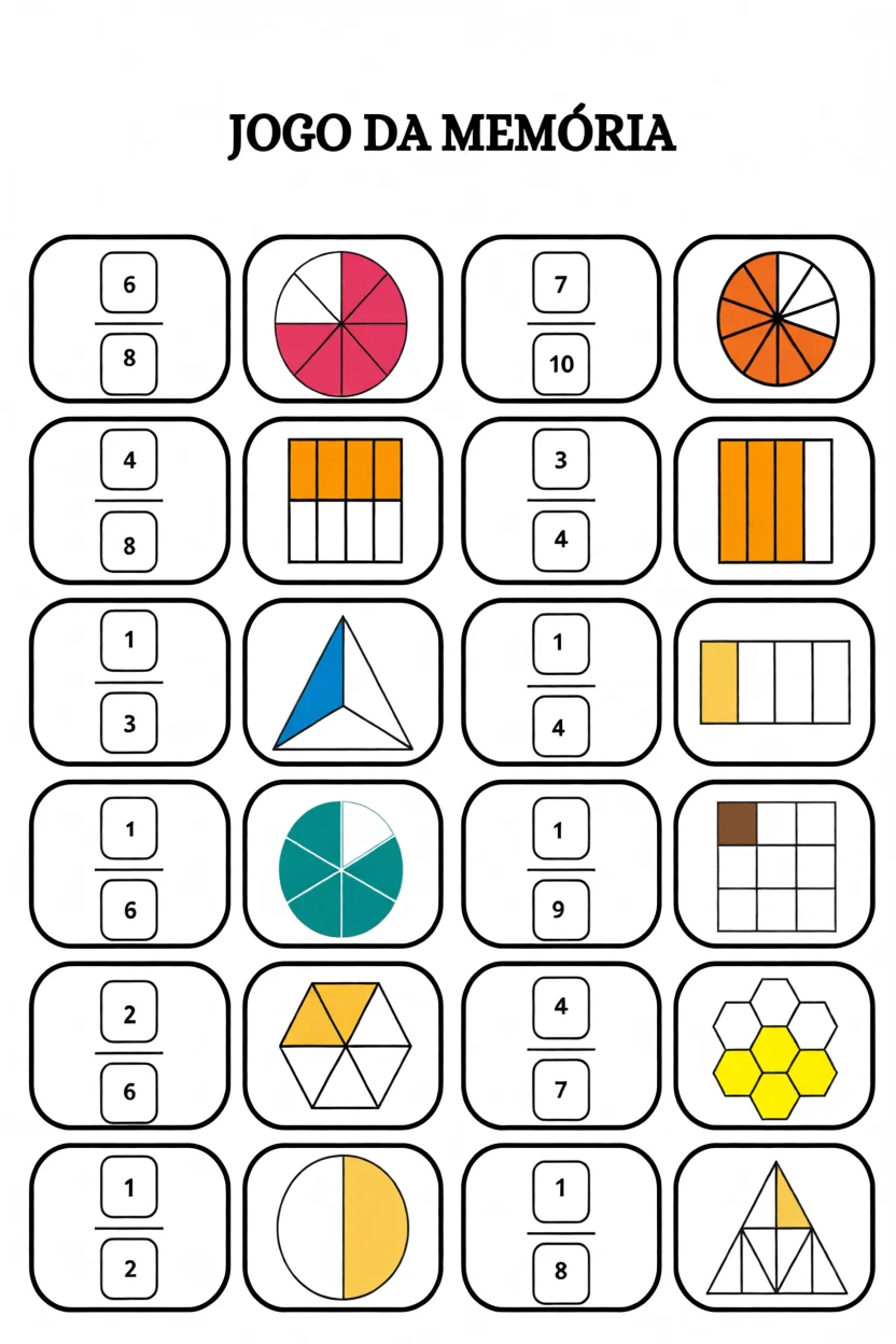 Jogo da Memu00f3ria Para Imprimir com Figuras Geomu00e9tricas e Frau00e7u00f5es