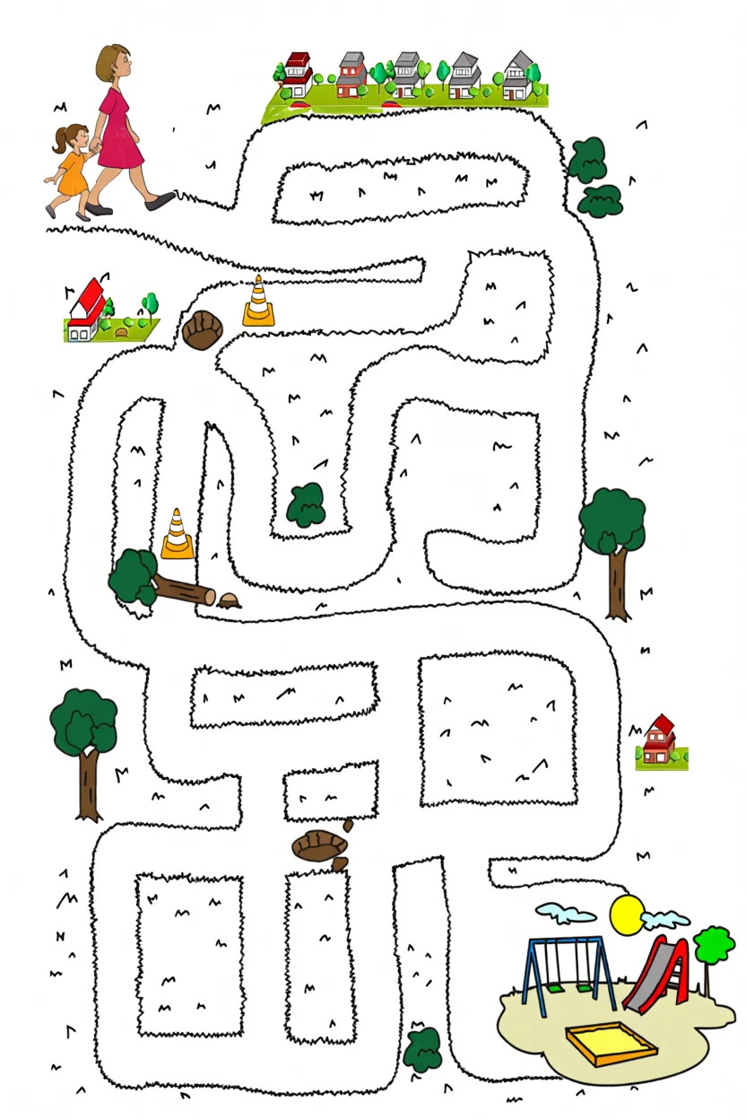 Labirinto Infantil com Parquinho e Crianu00e7as para Imprimir