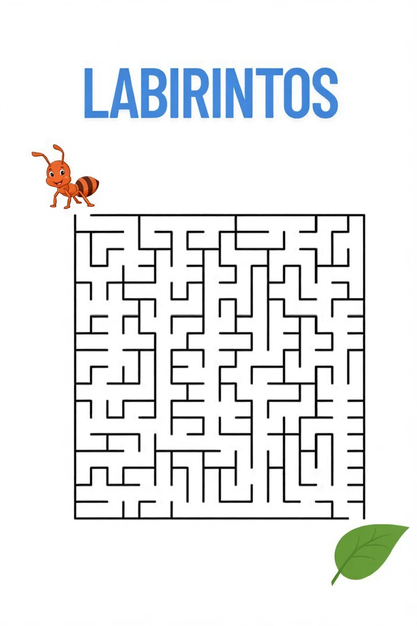 Labirintos Para Imprimir com Formiga e Folha
