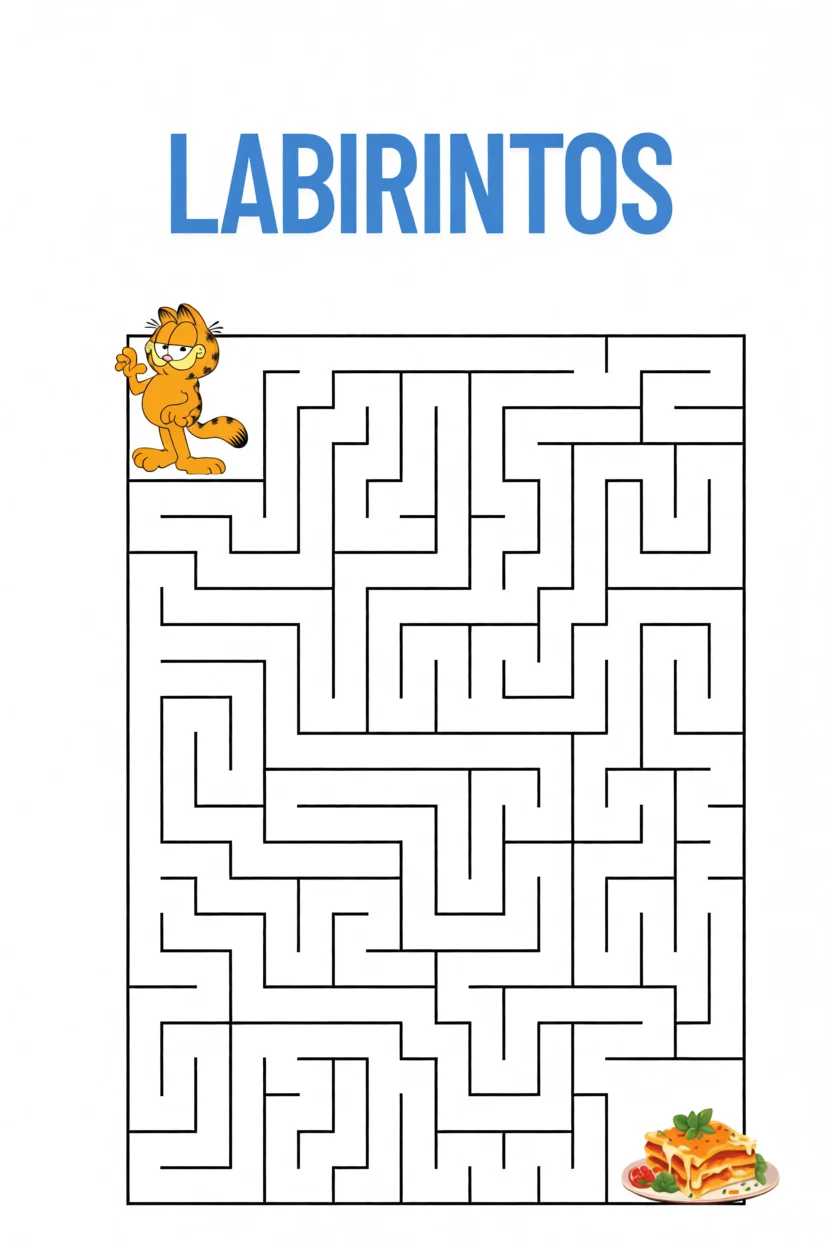 Labirintos para Imprimir com Garfield