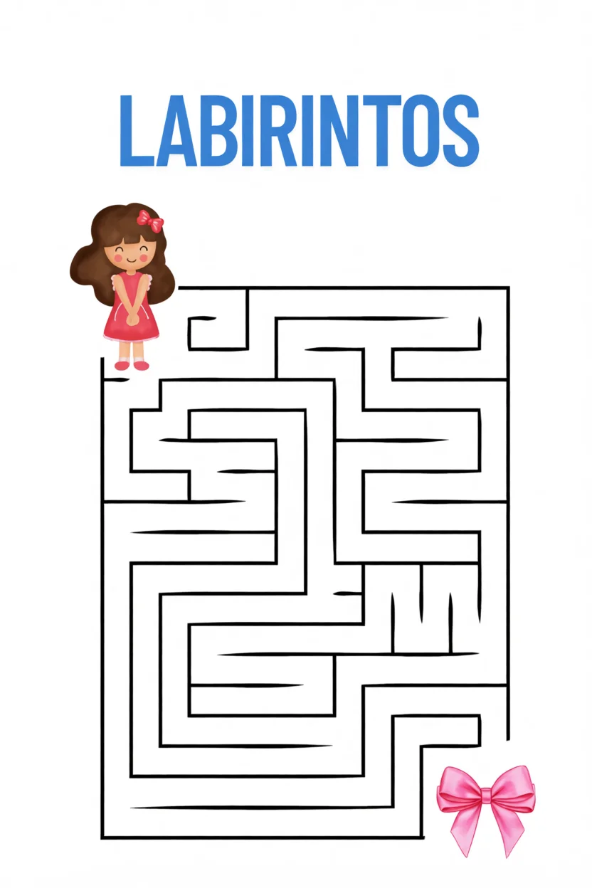 Labirintos Para Imprimir com Menina e Lau00e7o