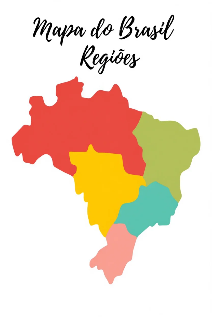 Mapa do Brasil Para Imprimir com Regiu00f5es Coloridas