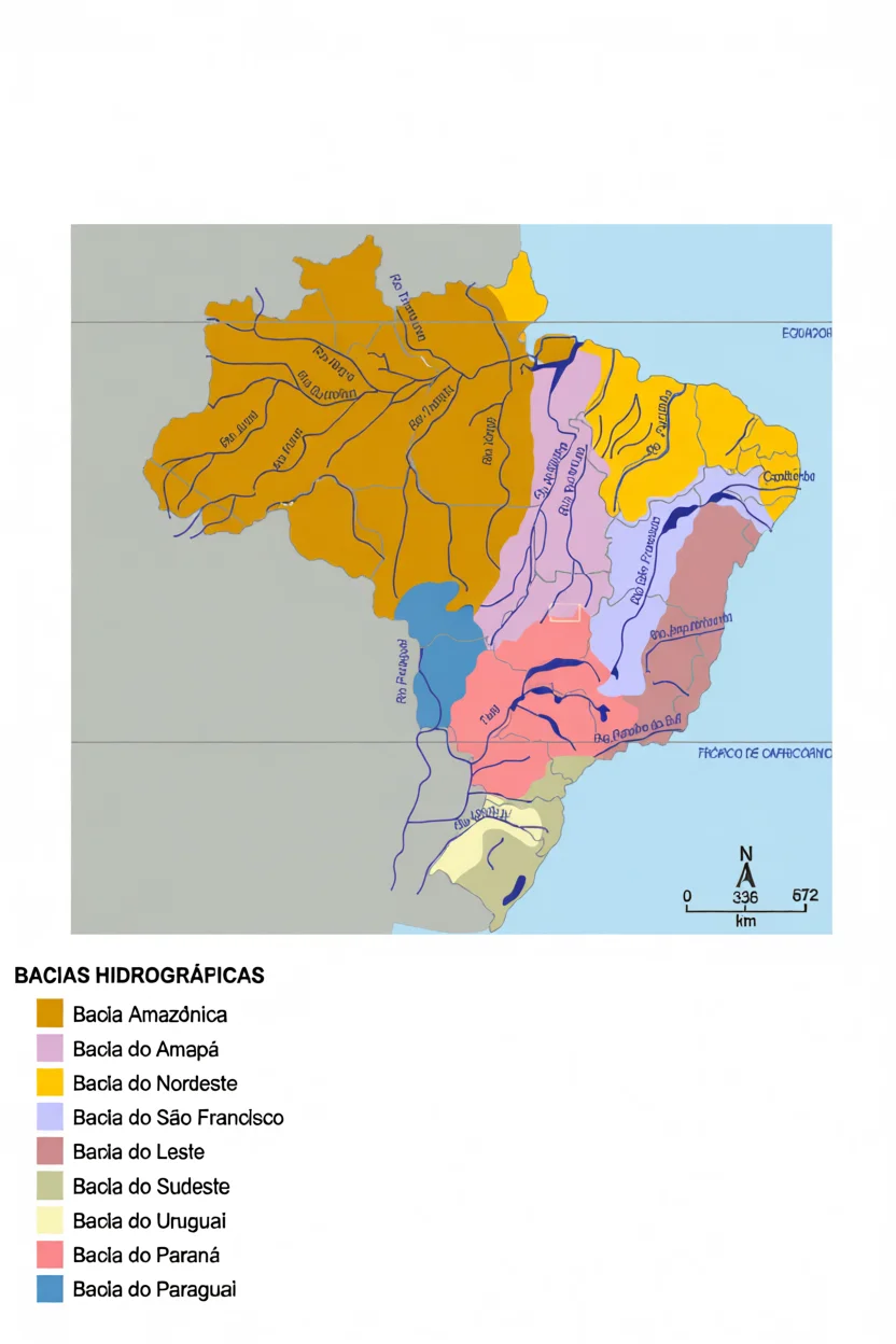 Mapa do Brasil Para Imprimir com Bacias Hidrogru00e1ficas