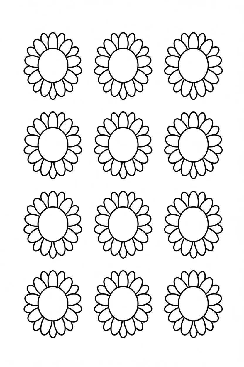 Molde de Flores Para Imprimir e Colorir com Detalhes Simples