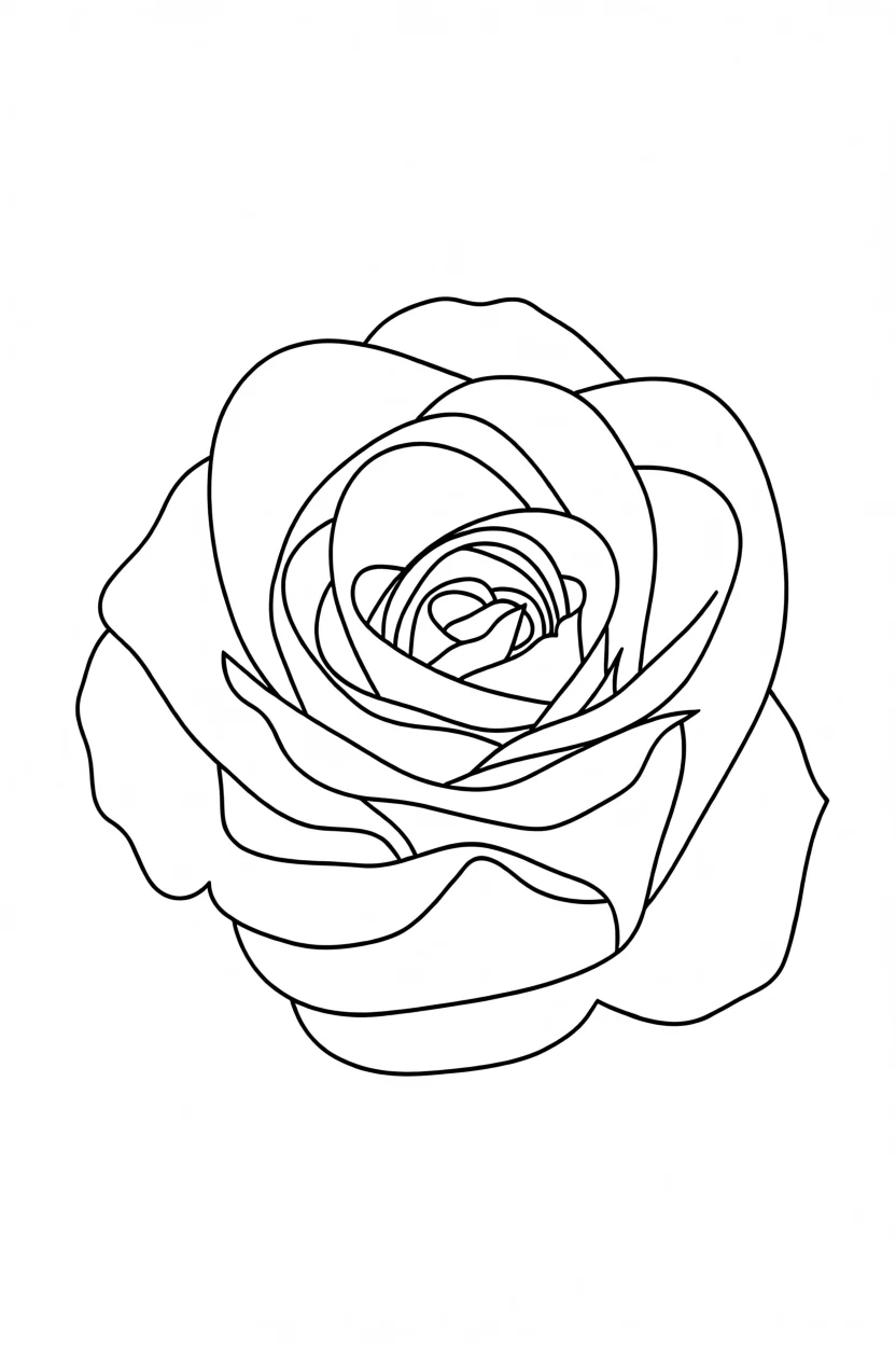 Molde de Rosa Para Imprimir e Colorir