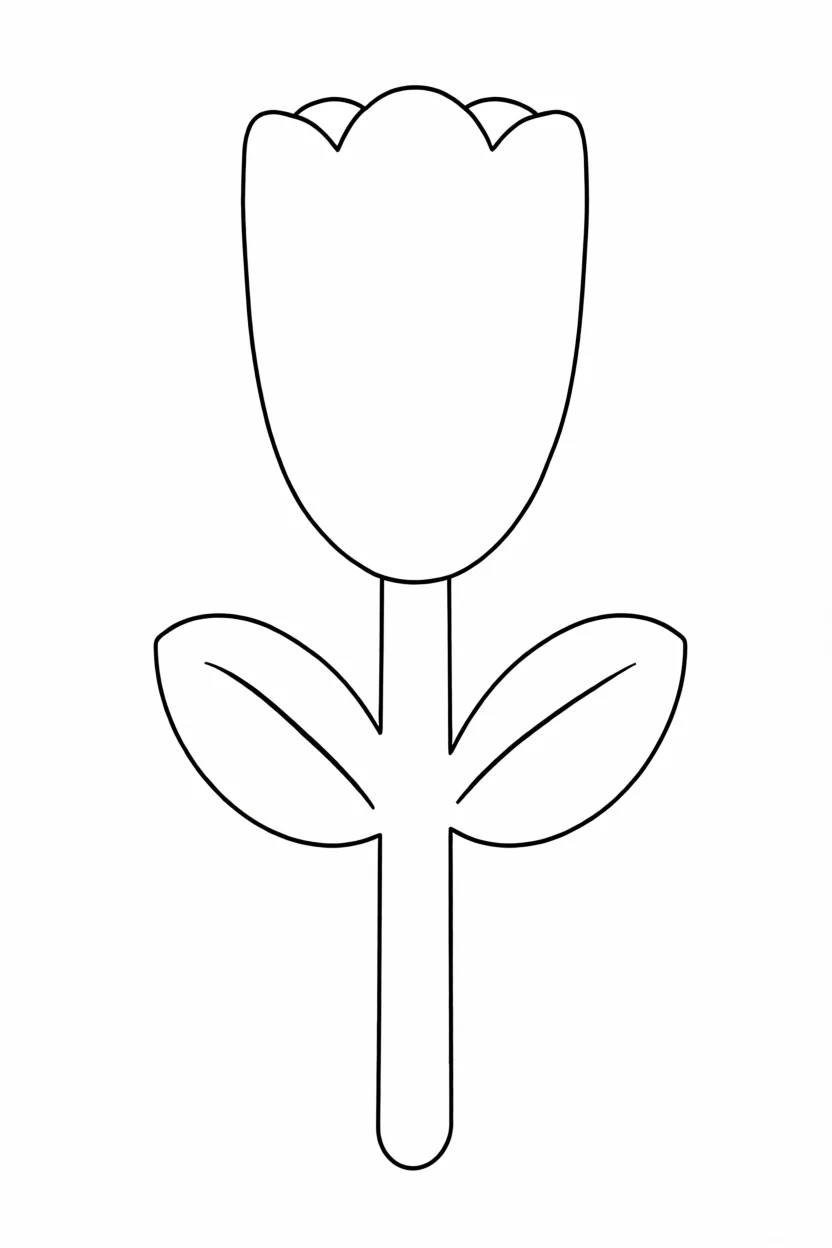 Molde de Flor Tulipa Para Imprimir e Colorir