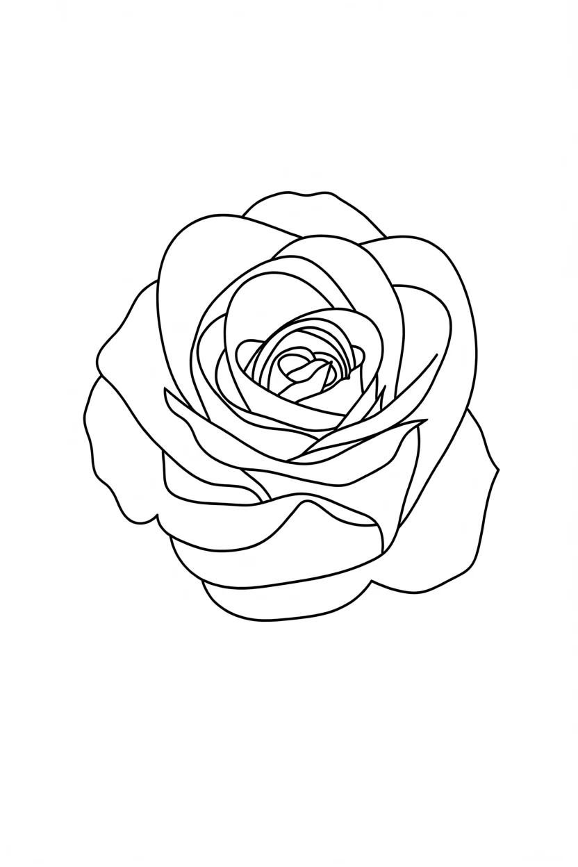 Molde de Flor Rosa Para Imprimir e Colorir