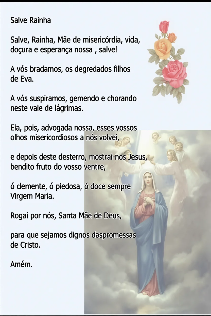 Orau00e7u00e3o Salve Rainha Completa Para Imprimir