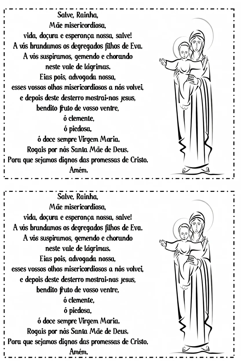 Orau00e7u00e3o Salve Rainha Completa Para Imprimir