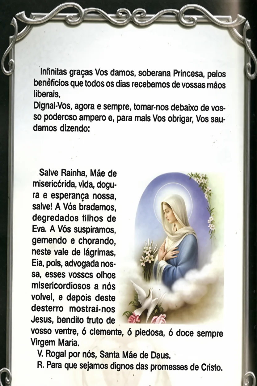 Orau00e7u00e3o Salve Rainha Completa Para Imprimir