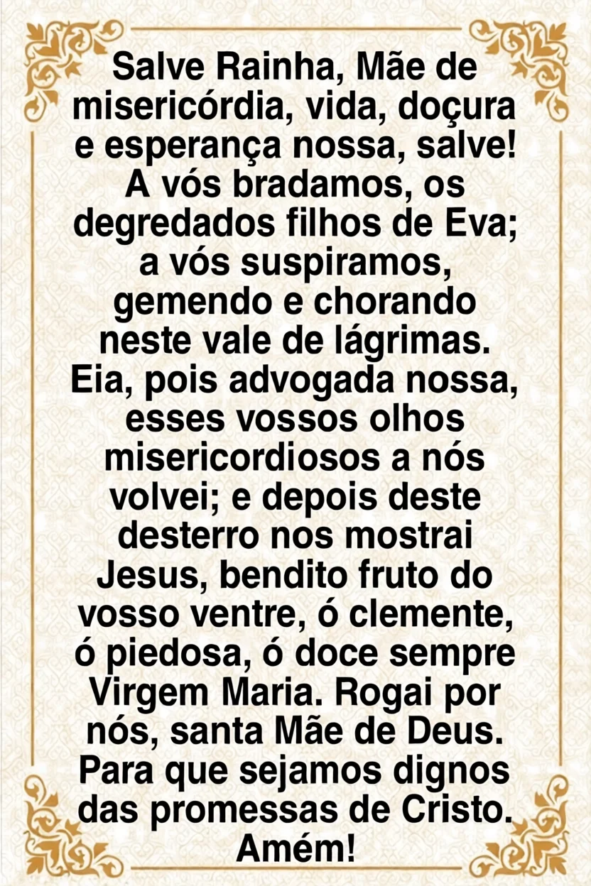 Orau00e7u00e3o Salve Rainha Completa Para Imprimir