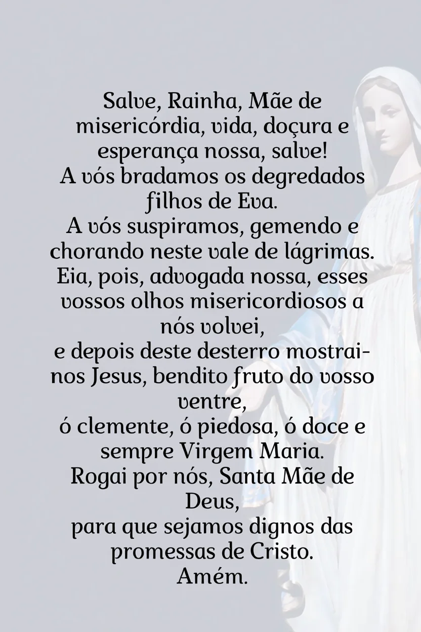 Orau00e7u00e3o Salve Rainha Completa Para Imprimir