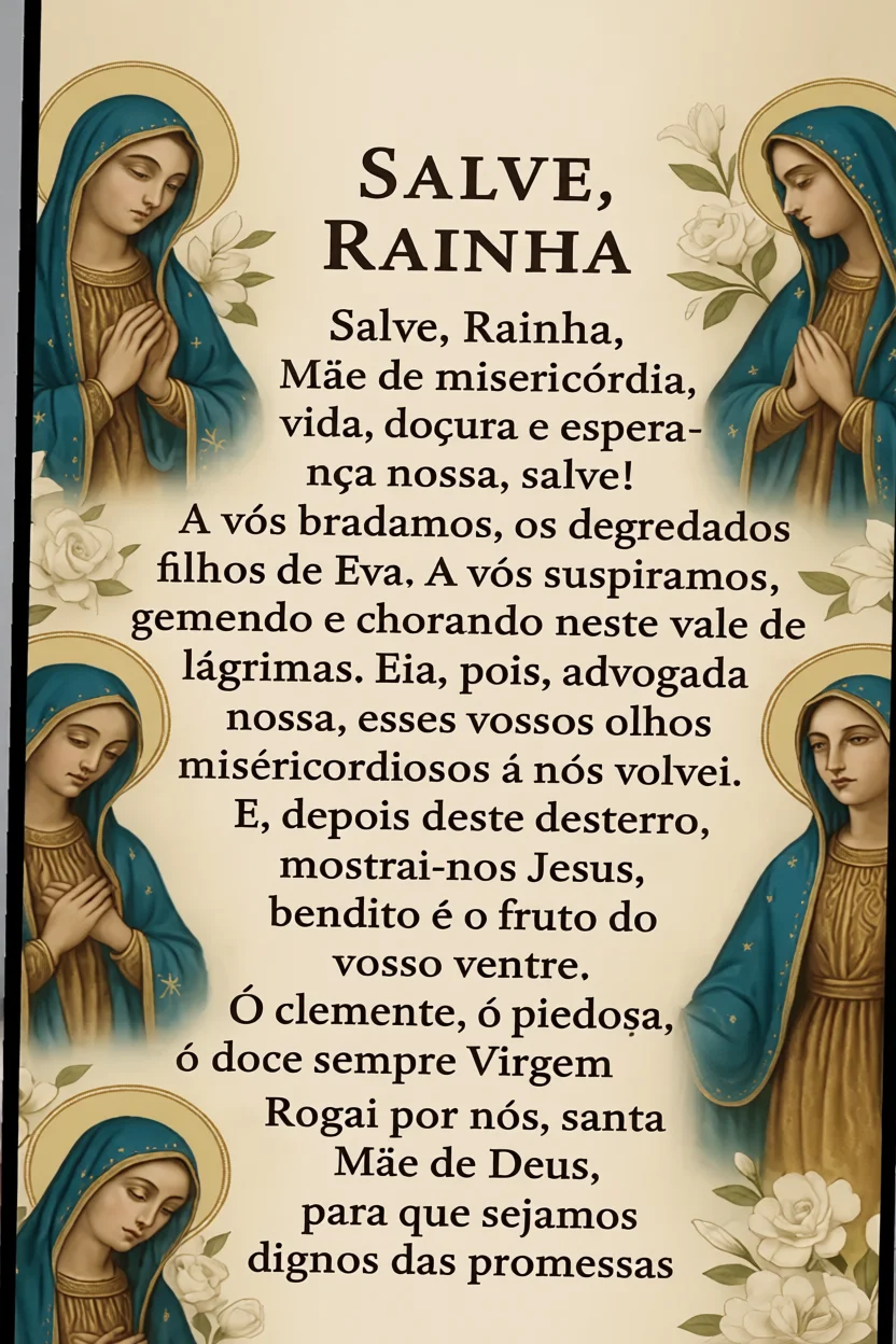 Orau00e7u00e3o Salve Rainha Completa Para Imprimir
