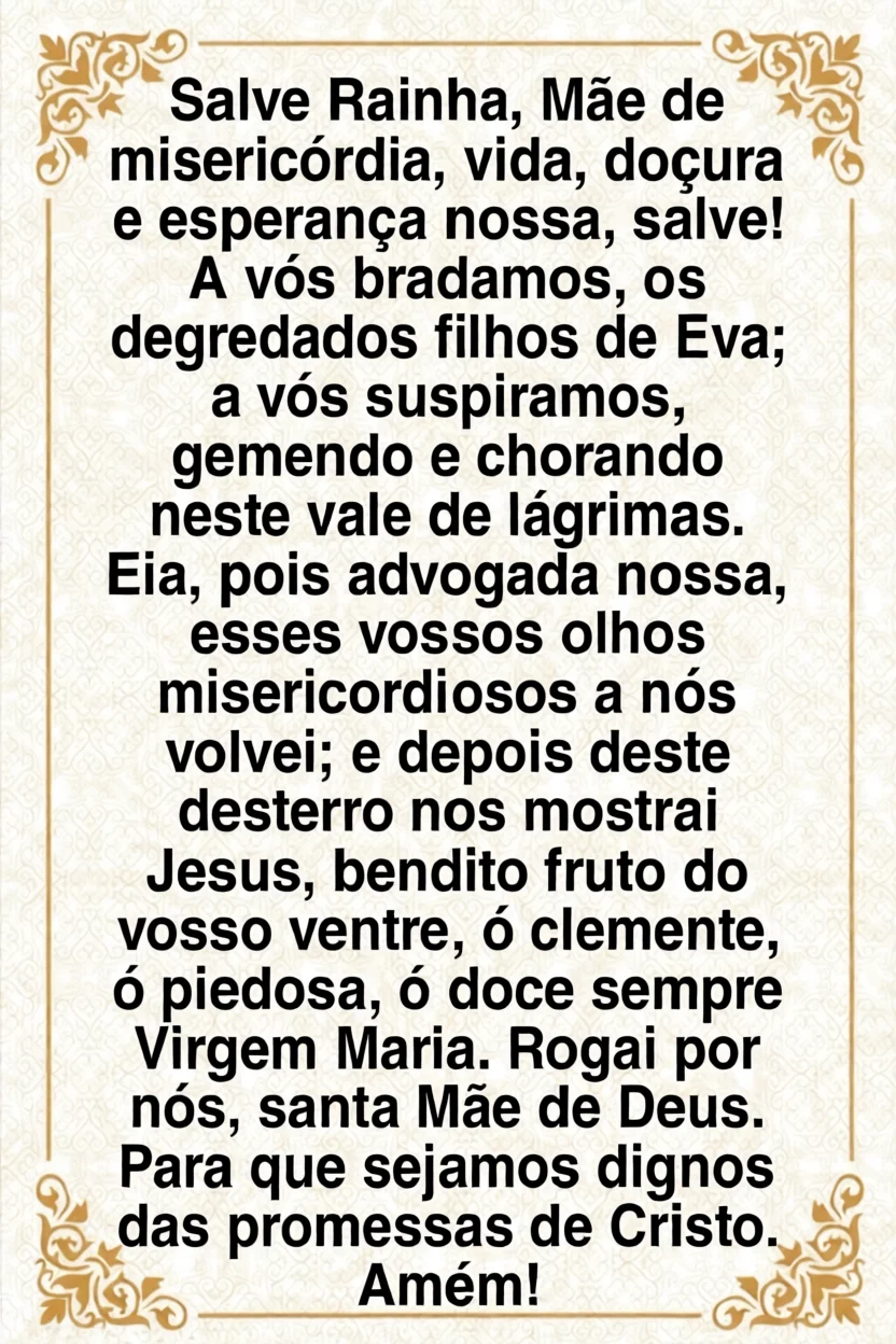 Orau00e7u00e3o Salve Rainha Completa Para Imprimir