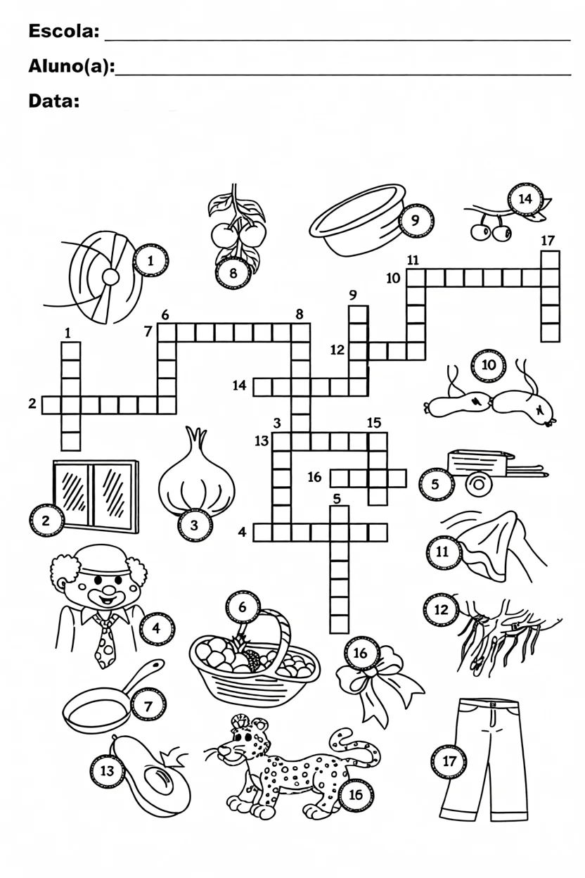 Palavras Cruzadas Para Imprimir com Ilustrau00e7u00f5es Divertidas