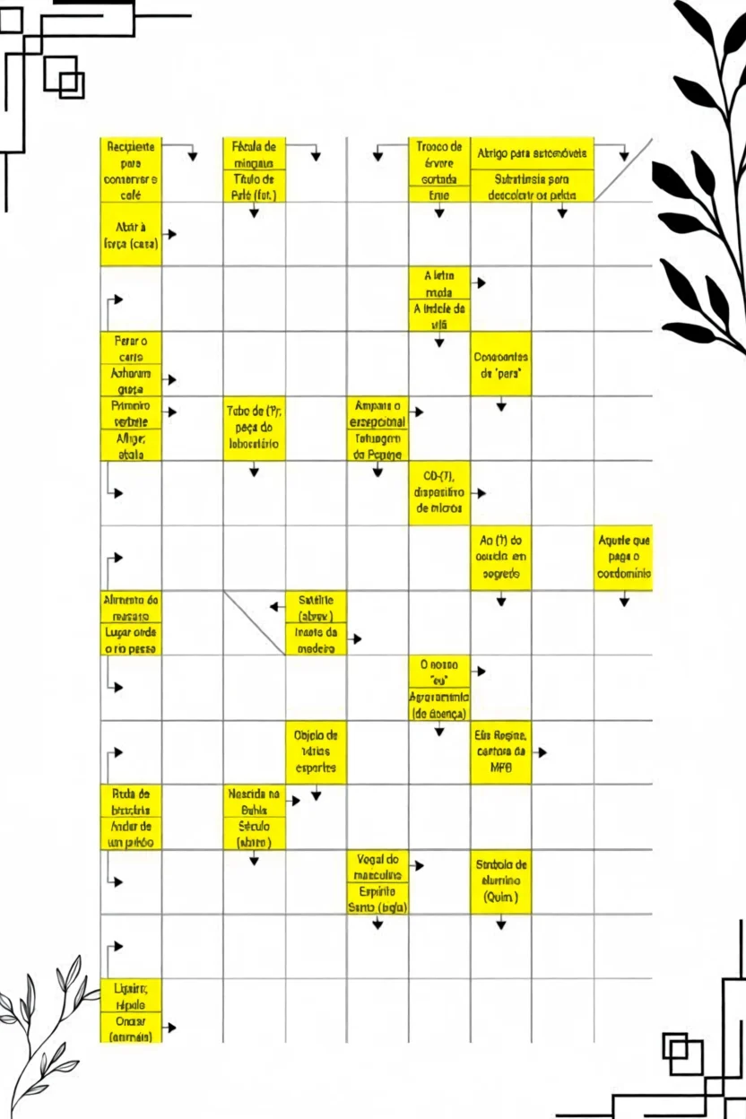 Palavras Cruzadas Para Imprimir com Palavras Destacadas em Amarelo