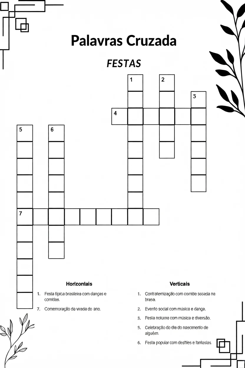 Palavras Cruzadas Vegetais para Imprimir