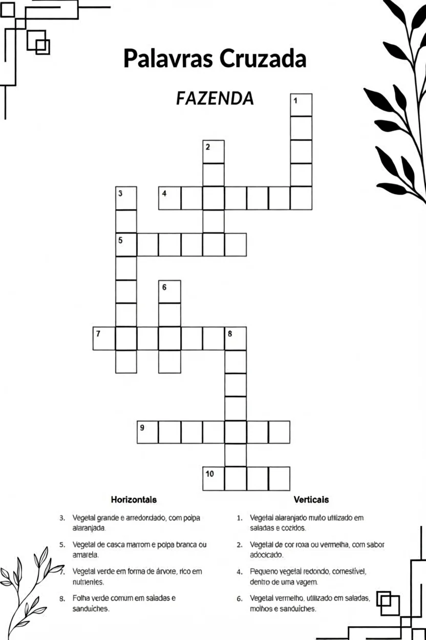 Palavras Cruzadas para Imprimir - Fazendo Enigmas Divertidos