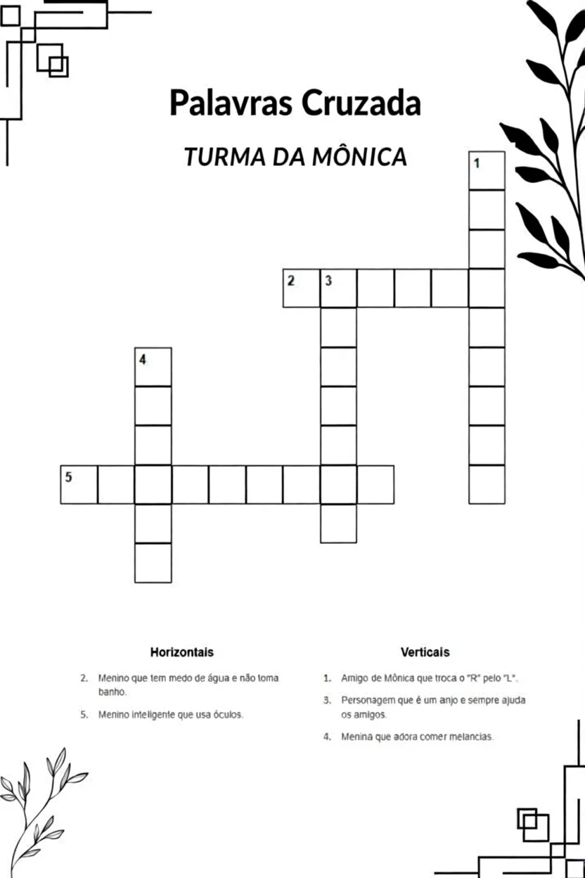 Palavras Cruzadas da Turma da Mu00f4nica para Imprimir