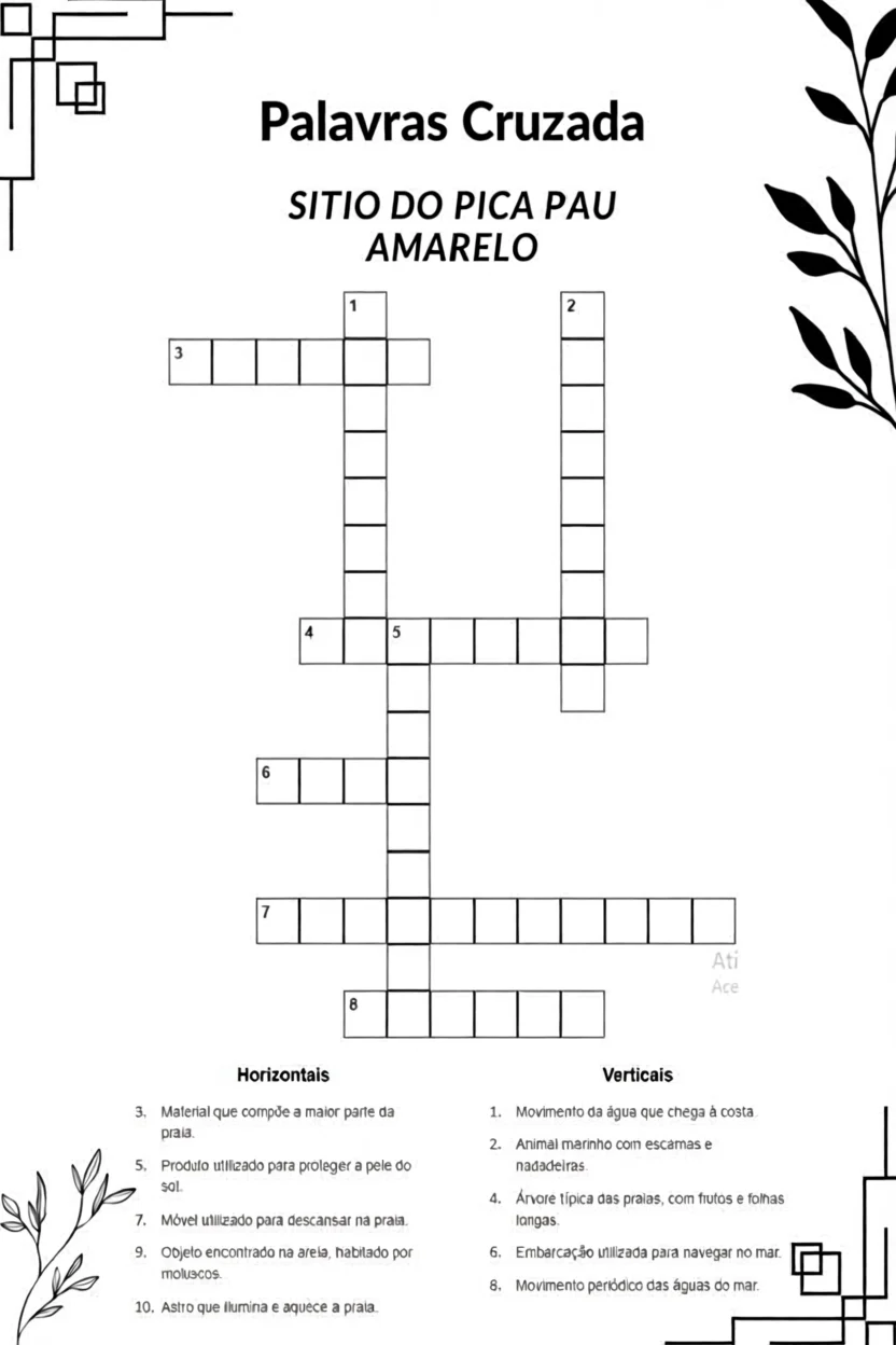 Palavras Cruzadas Para Imprimir do Su00edtio do Pica Pau Amarelo