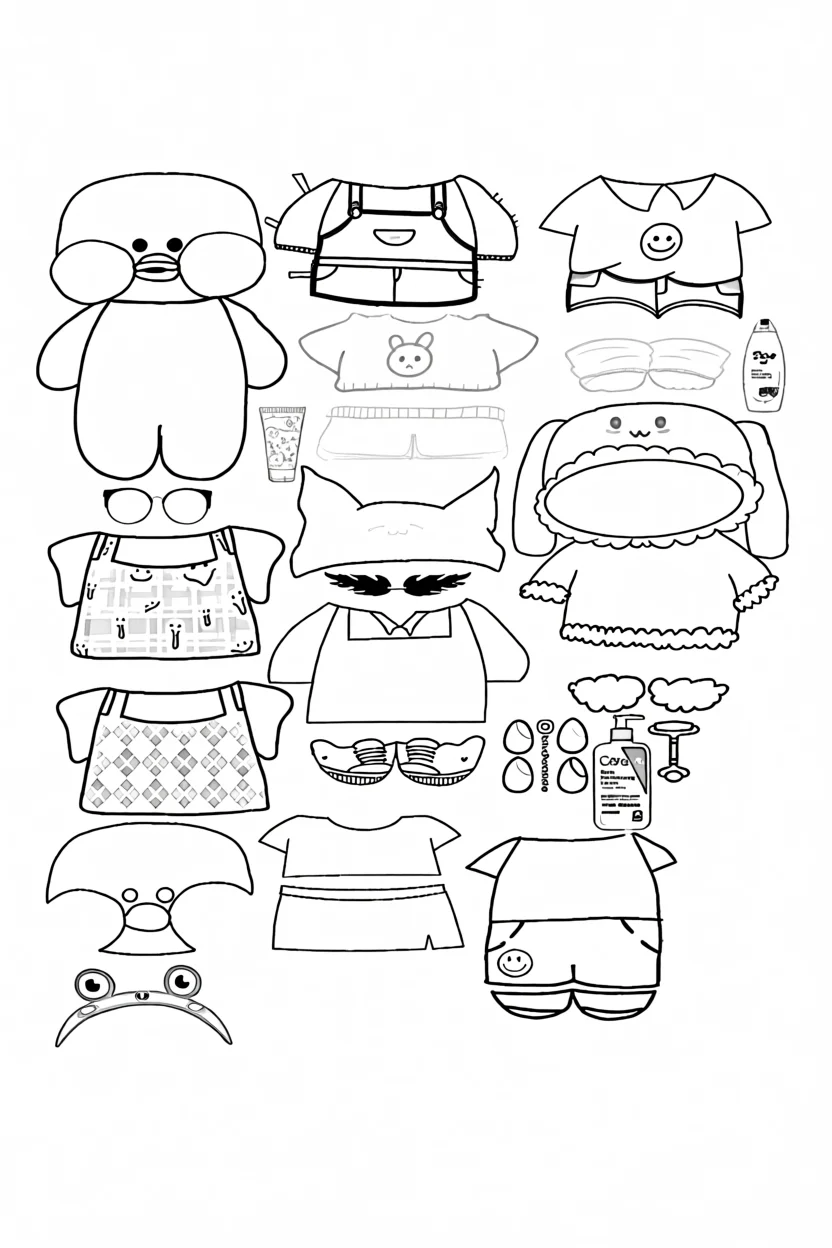 Pato de Papel para Imprimir com Roupas e Acessu00f3rios