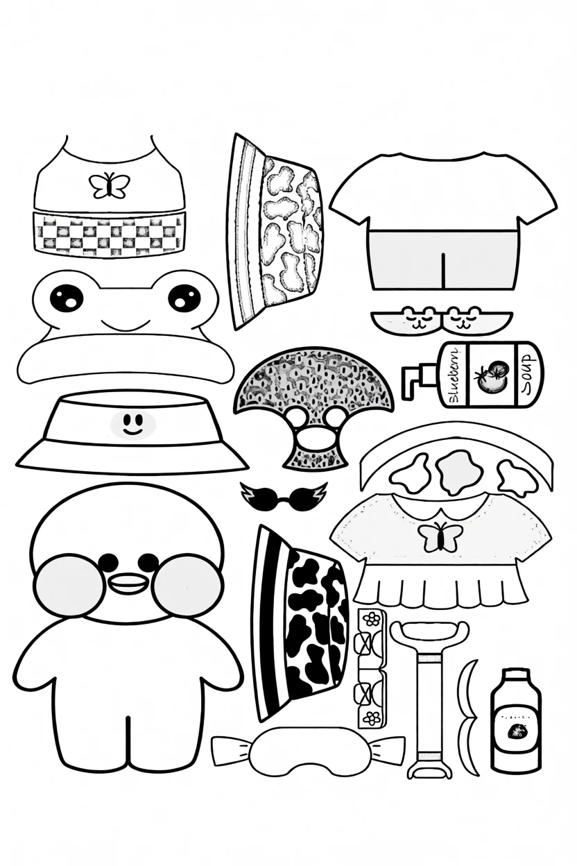 Pato de Papel para Imprimir com Roupas e Acessu00f3rios