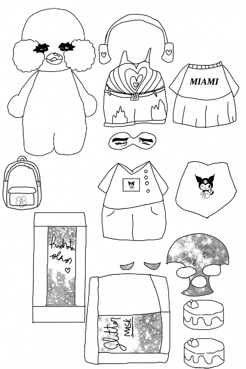 Pato de Papel para Imprimir com Roupas e Acessu00f3rios