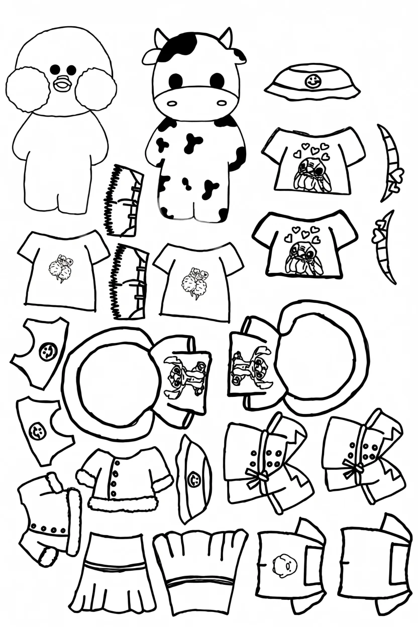 Pato de Papel para Imprimir com Roupas e Acessu00f3rios