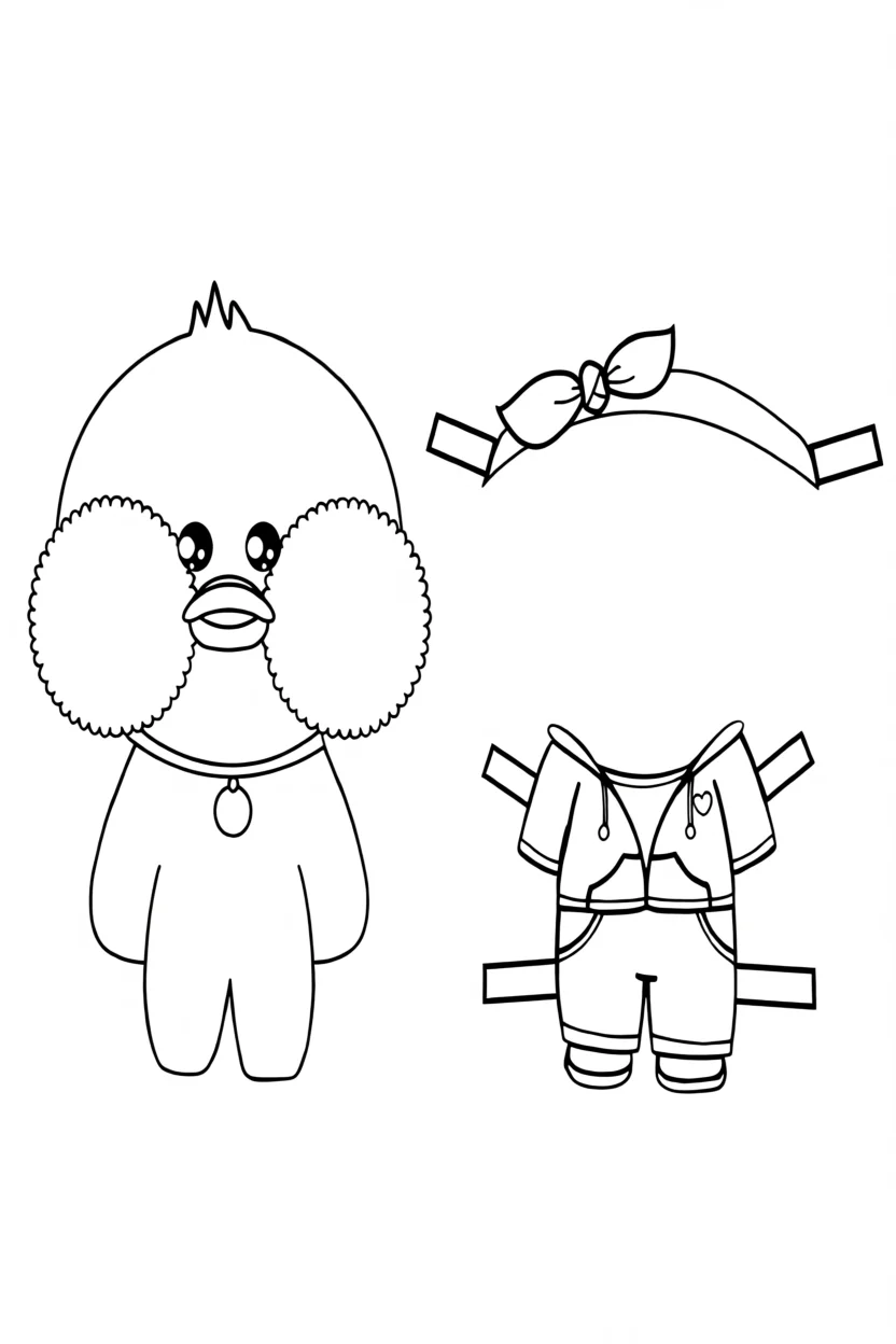 Pato de Papel para Imprimir com Roupas e Acessu00f3rios