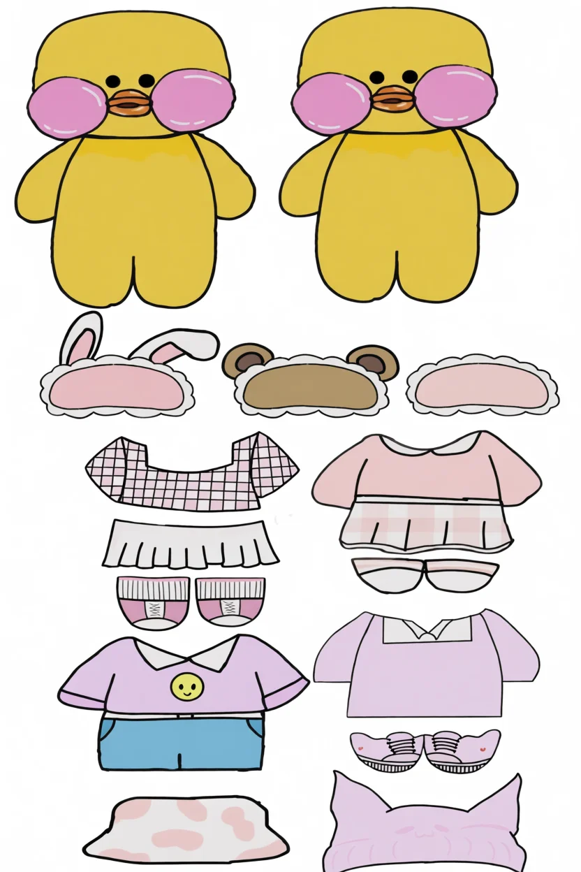 Pato de Papel para Imprimir com Roupas e Acessu00f3rios