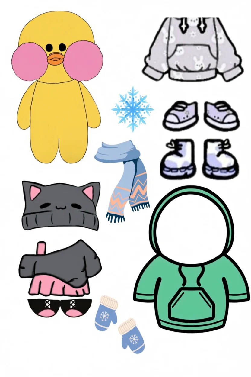 Pato de Papel para Imprimir com Roupas e Acessu00f3rios