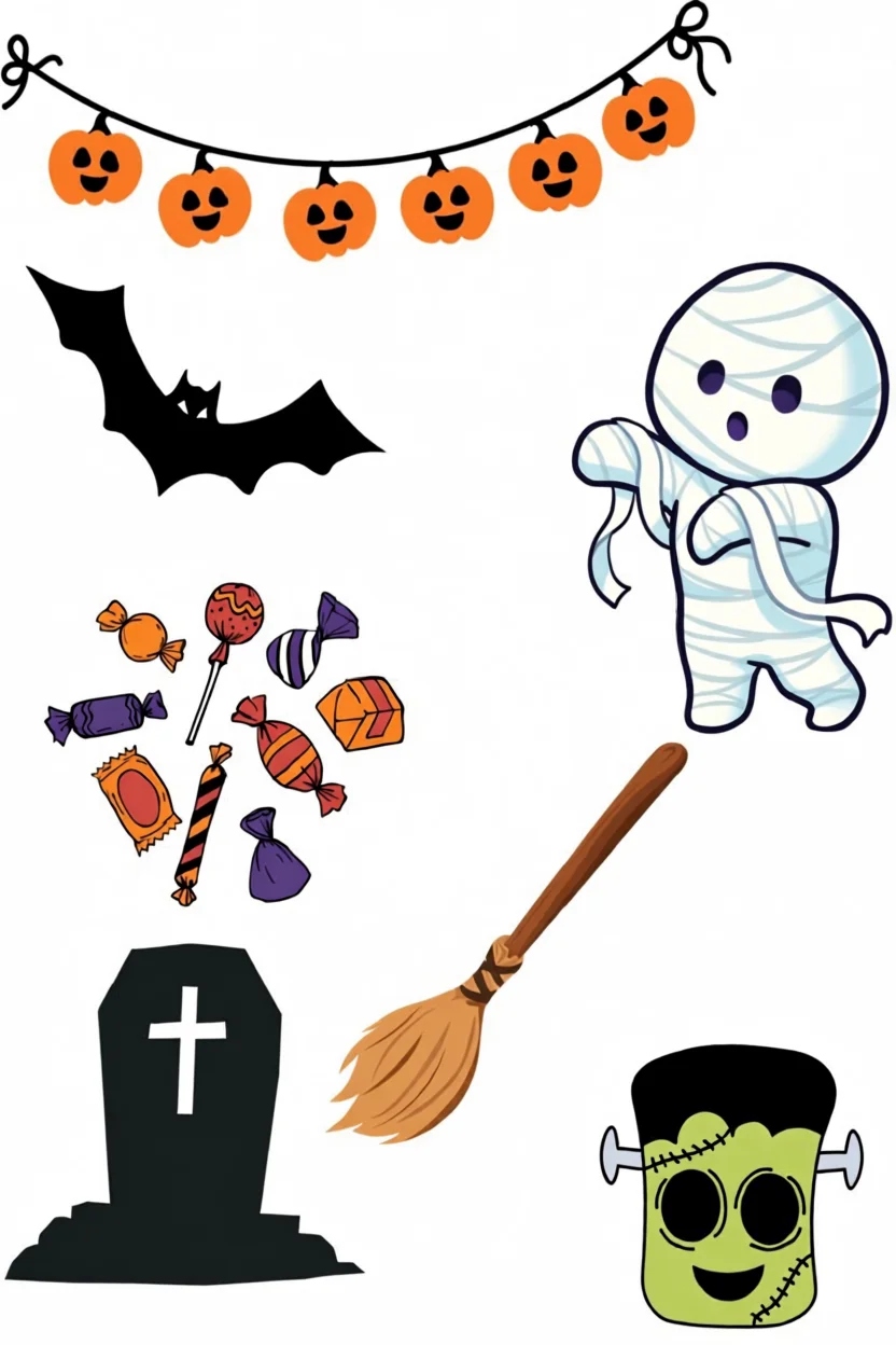 Decorau00e7u00f5es de Halloween para Imprimir e Colorir