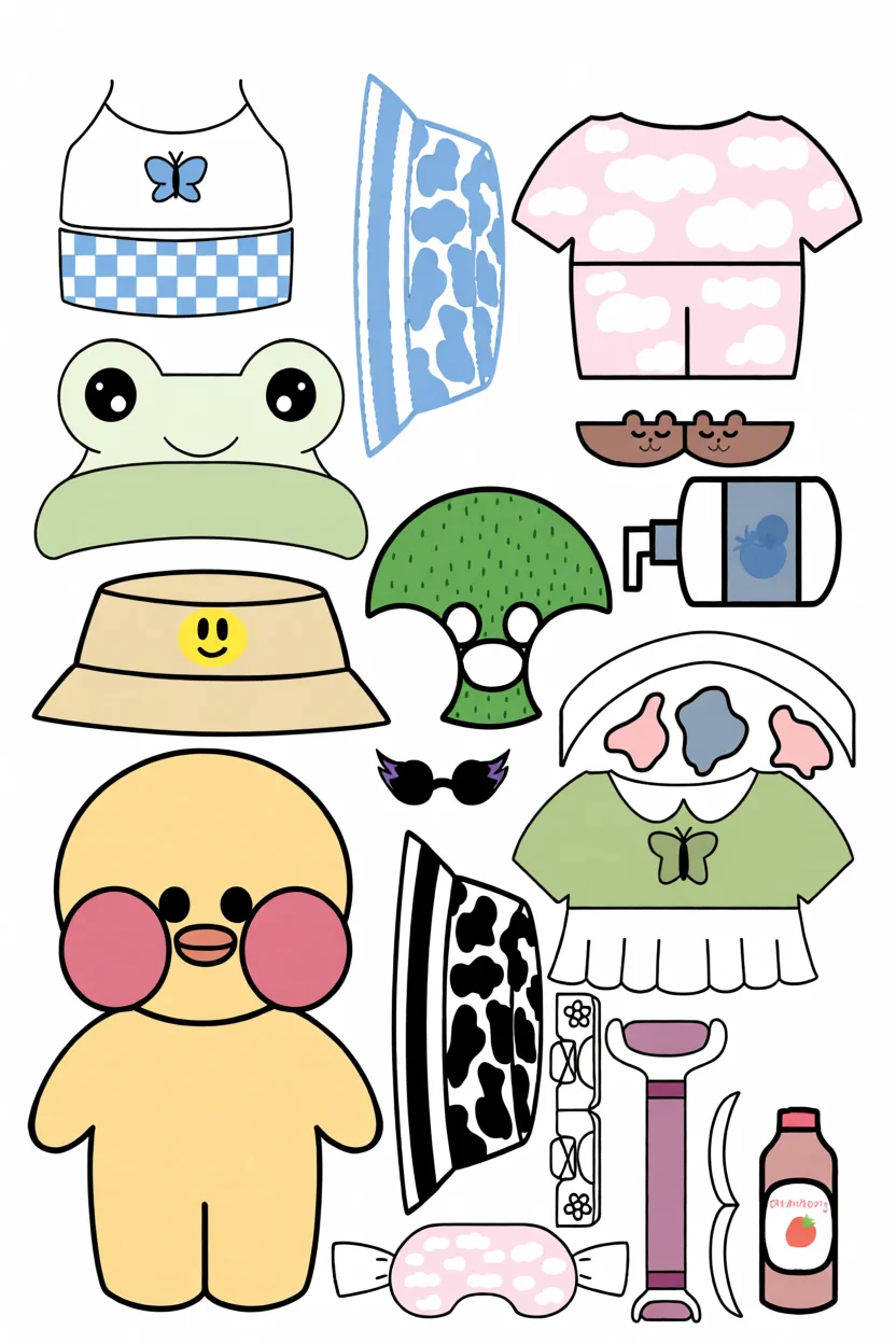 Pato de Papel para Imprimir com Roupas e Acessu00f3rios