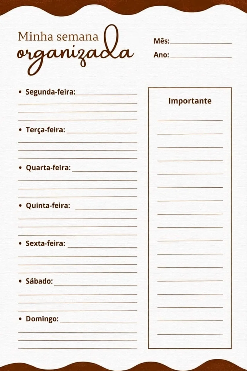 Planejador Semanal Para Imprimir com Estilo Elegante