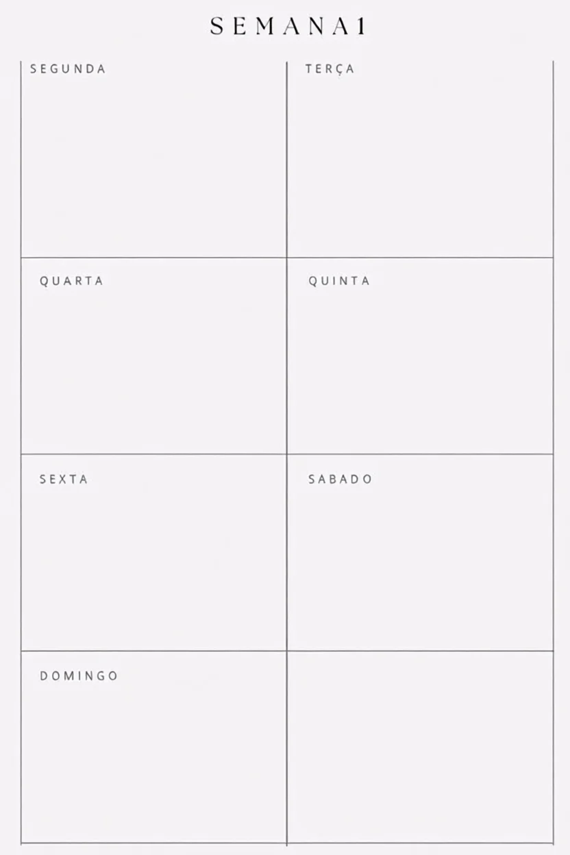 Planner Semanal Para Imprimir com Dias da Semana