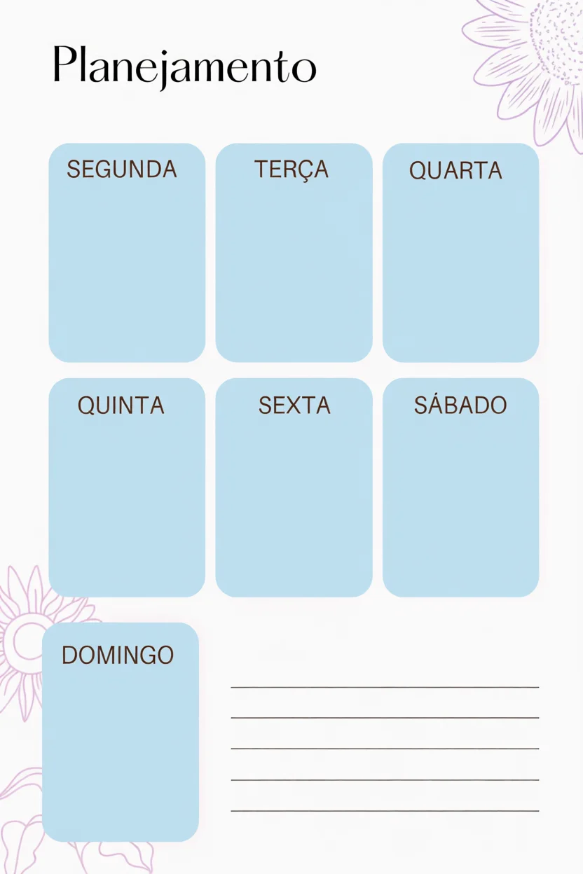 Planejamento Semanal Para Imprimir com Espau00e7os Coloridos
