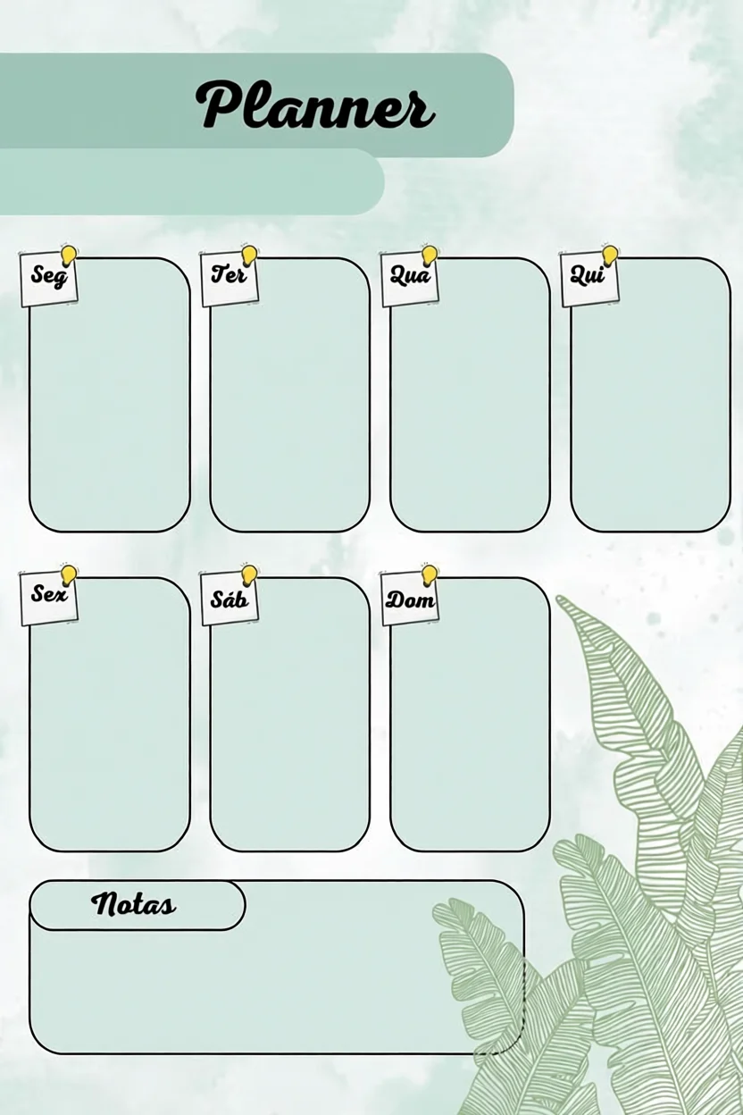 Planner Semanal Para Imprimir com Estilo Moderno e Verde
