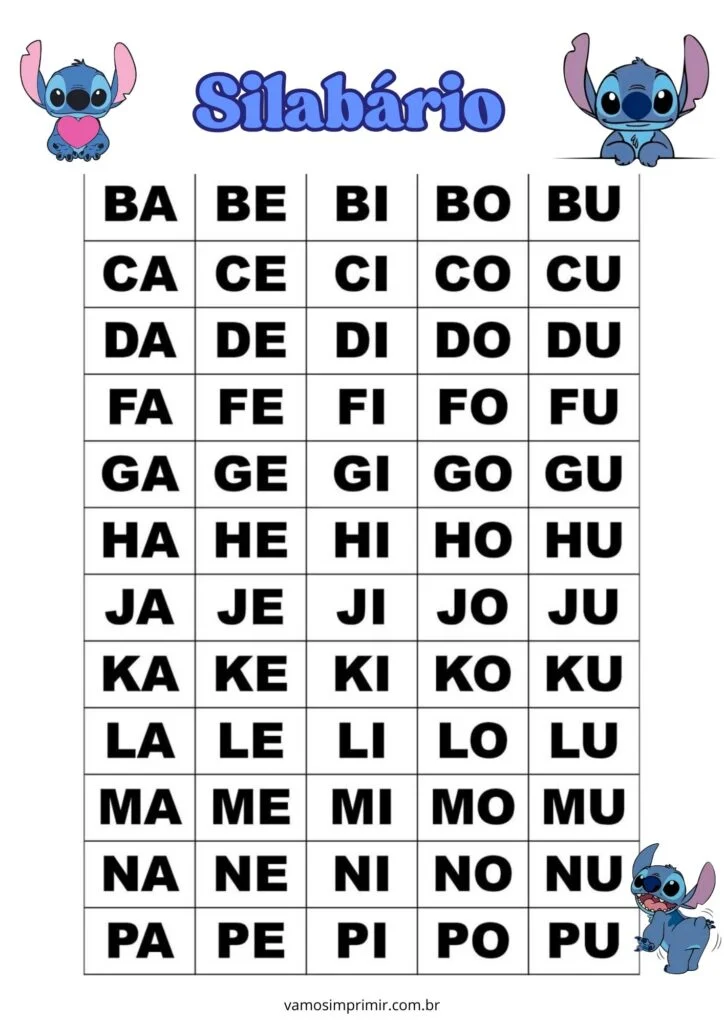 Silabu00e1rio Para Imprimir com Letras e Su00edlabas