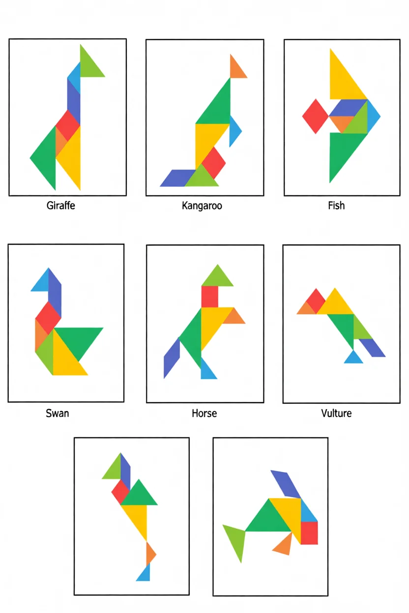 Tangram Para Imprimir com Animais Coloridos