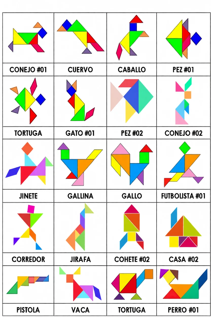Tangram Para Imprimir: Figuras Coloridas e Divertidas