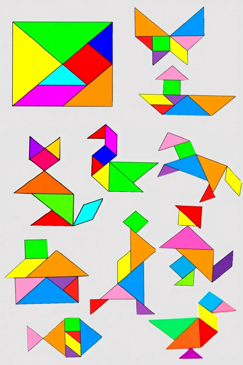 Tangram Para Imprimir com Formas Coloridas para Montar