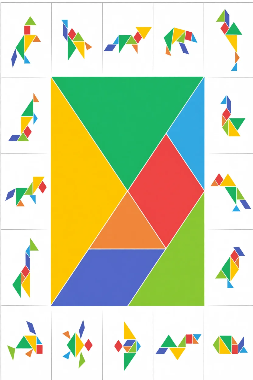Tangram Para Imprimir com Formas Coloridas e Diversu00e3o