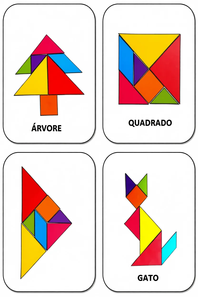 Tangram Para Imprimir com Formas Coloridas e Divertidas