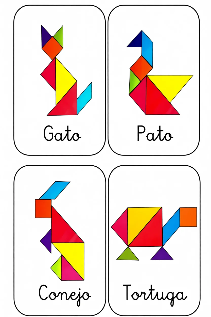Tangram Para Imprimir com Animais Coloridos
