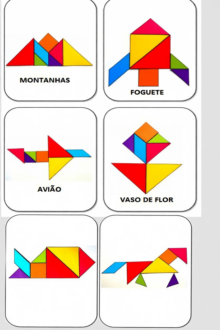 Tangram Para Imprimir com Formas Coloridas e Criativas