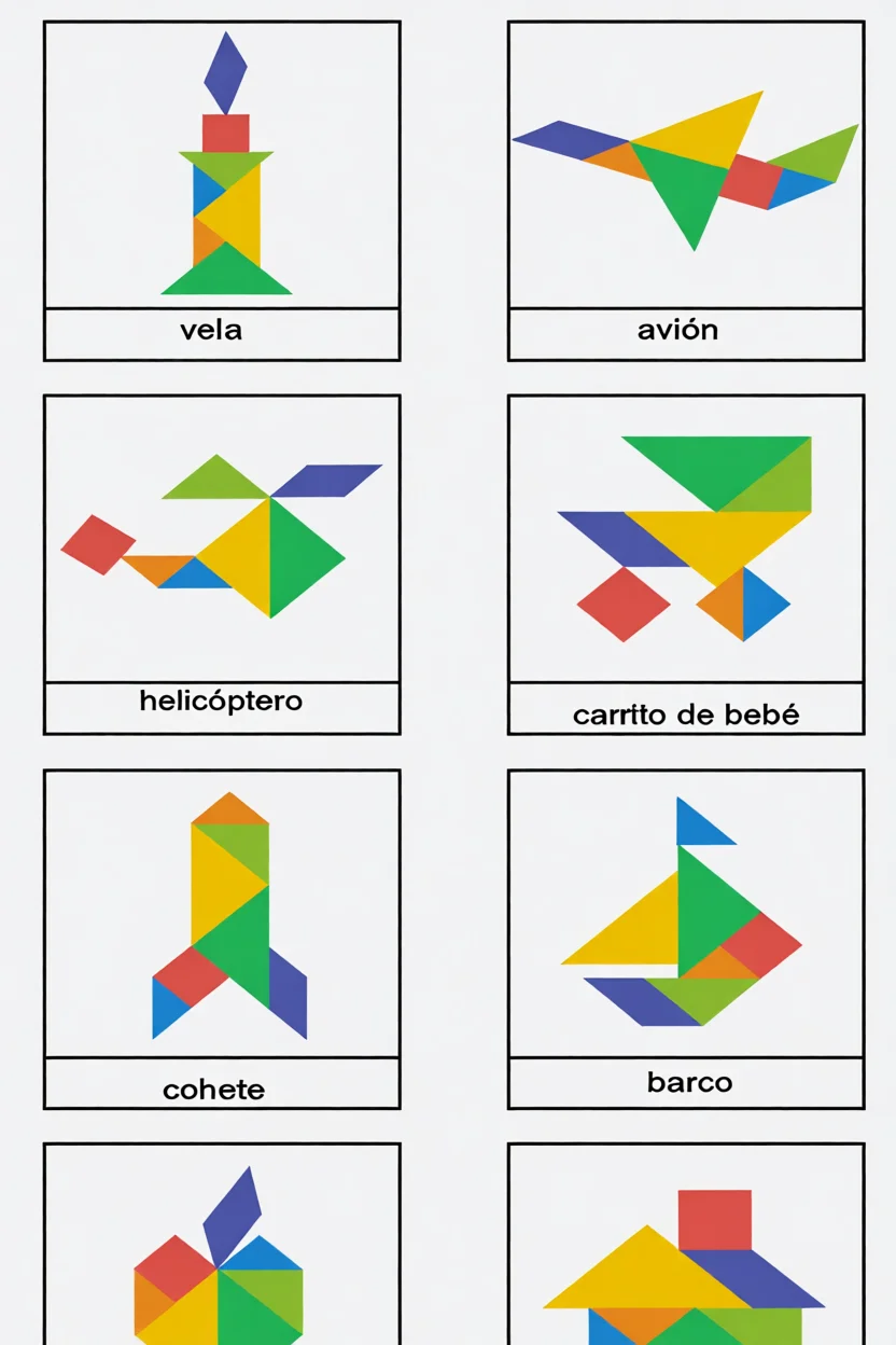 Tangram Para Imprimir com Formas Diversas e Cores Brilhantes