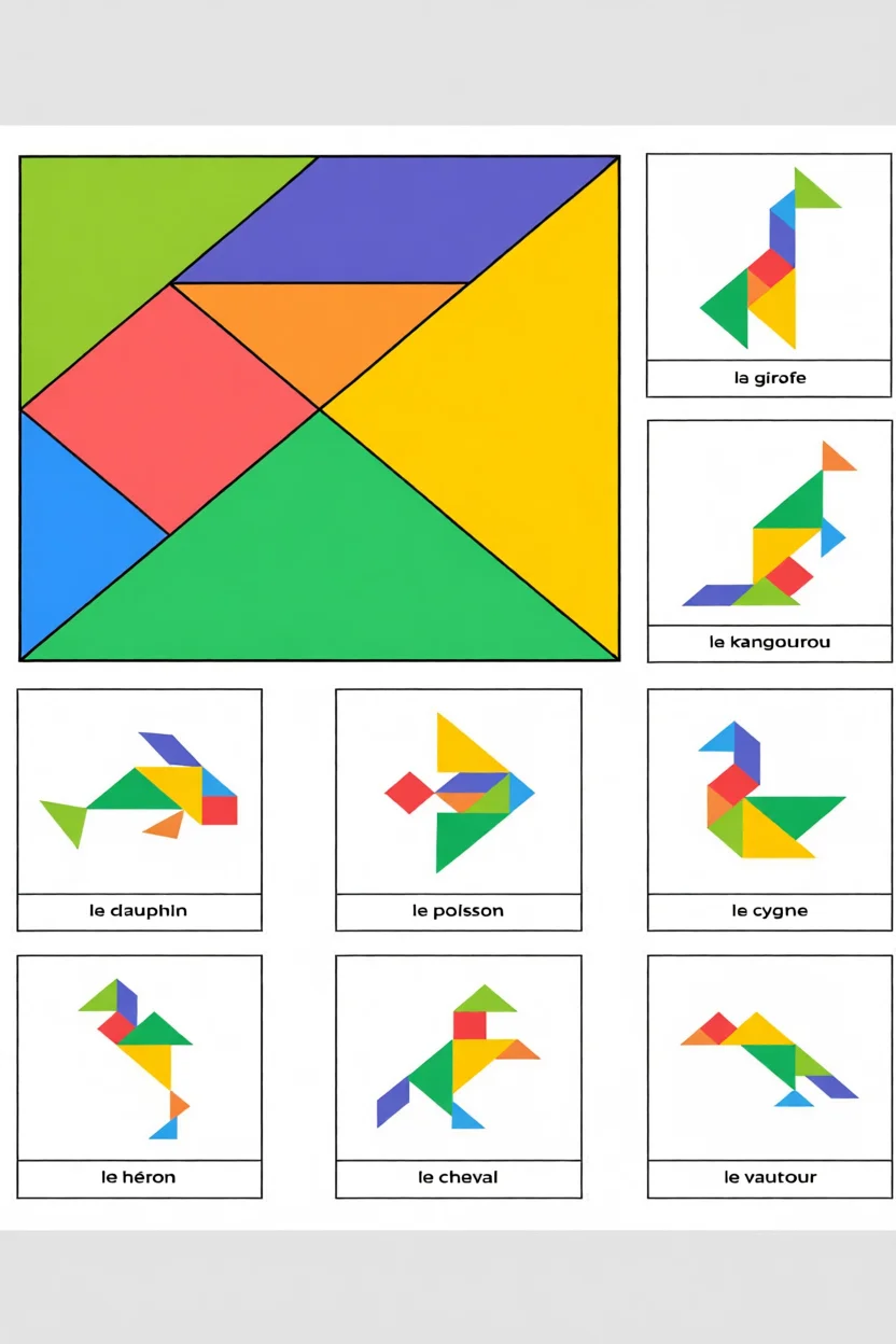 Tangram Para Imprimir com Figuras Coloridas e Formas Geomu00e9tricas