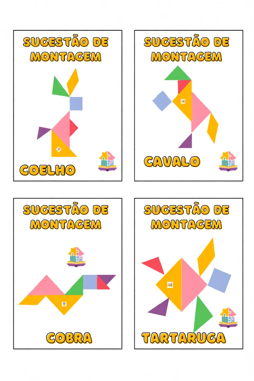Tangram Para Imprimir com Sugestu00f5es de Montagem